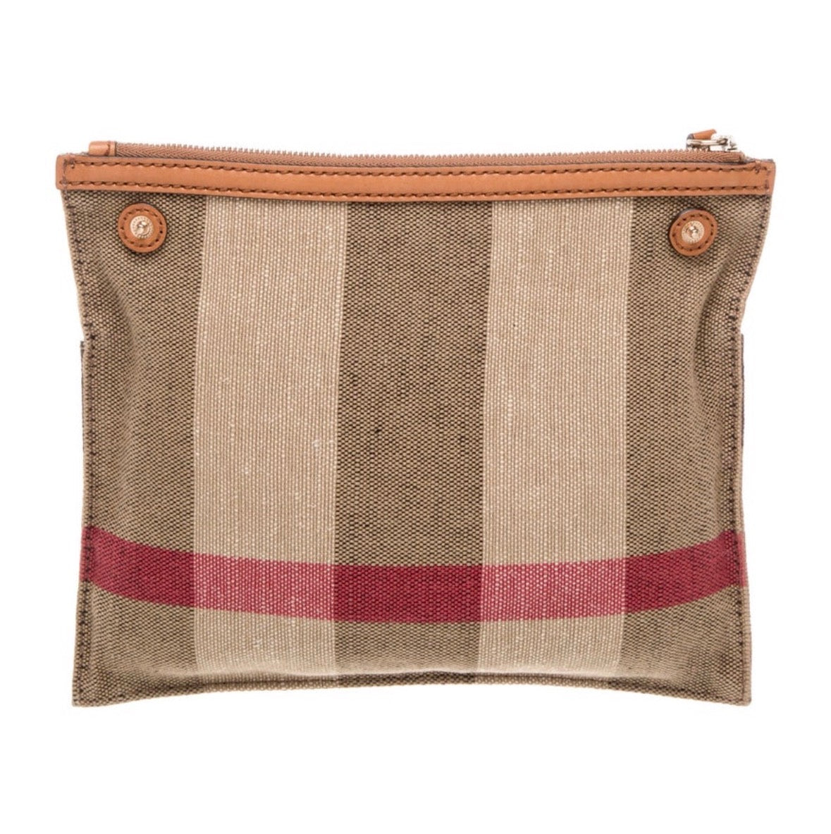 Preowned Burberry House Check Fabric Zip Pouch