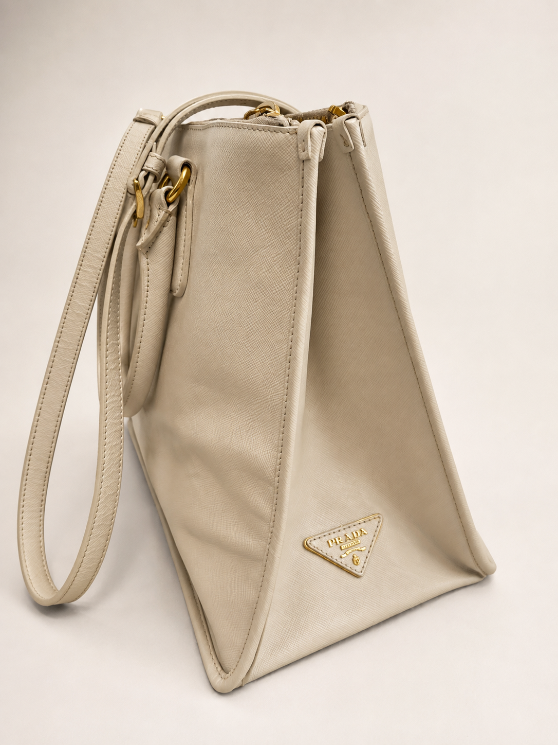 Prada Saffiano Lux Galleria Double Zip Tote – White/Ivory