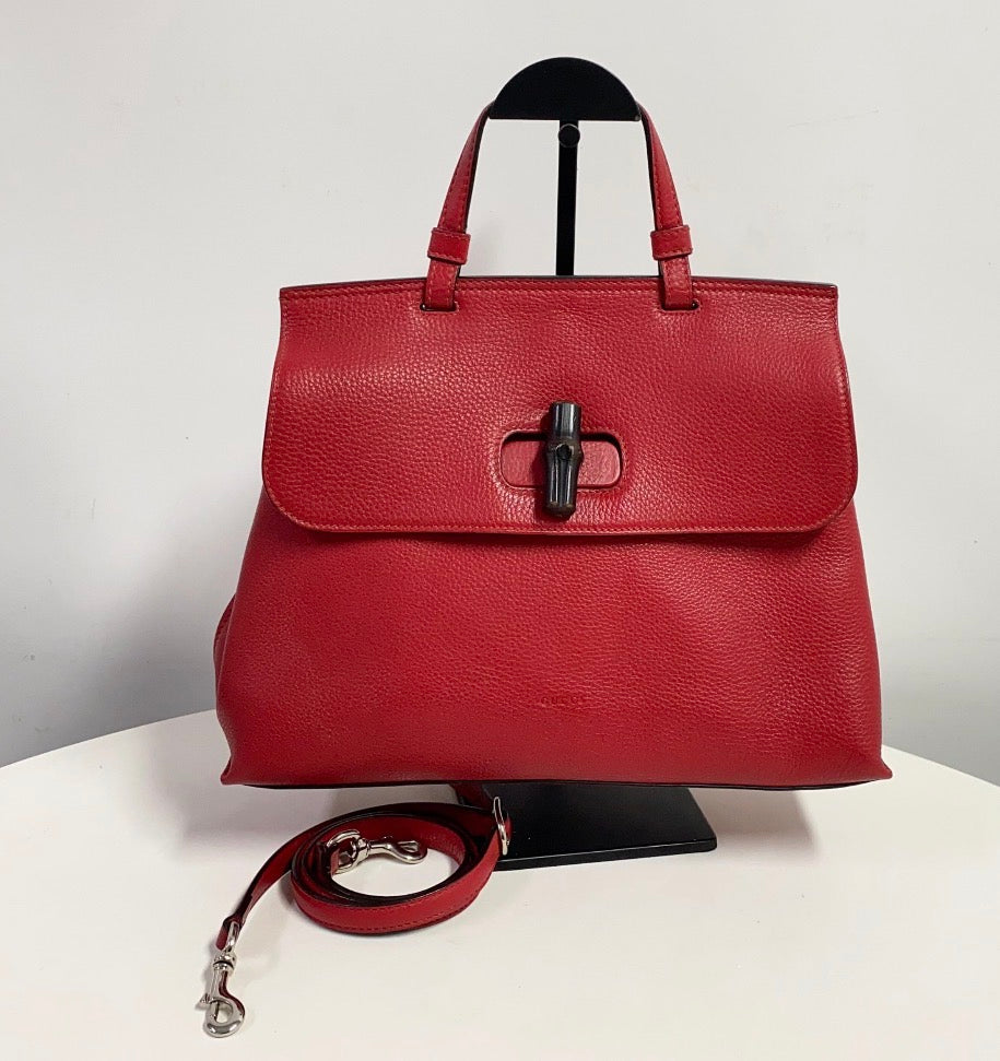 Gucci Bamboo Daily Medium Top Handle Bag – Red Leather - Excellent condition