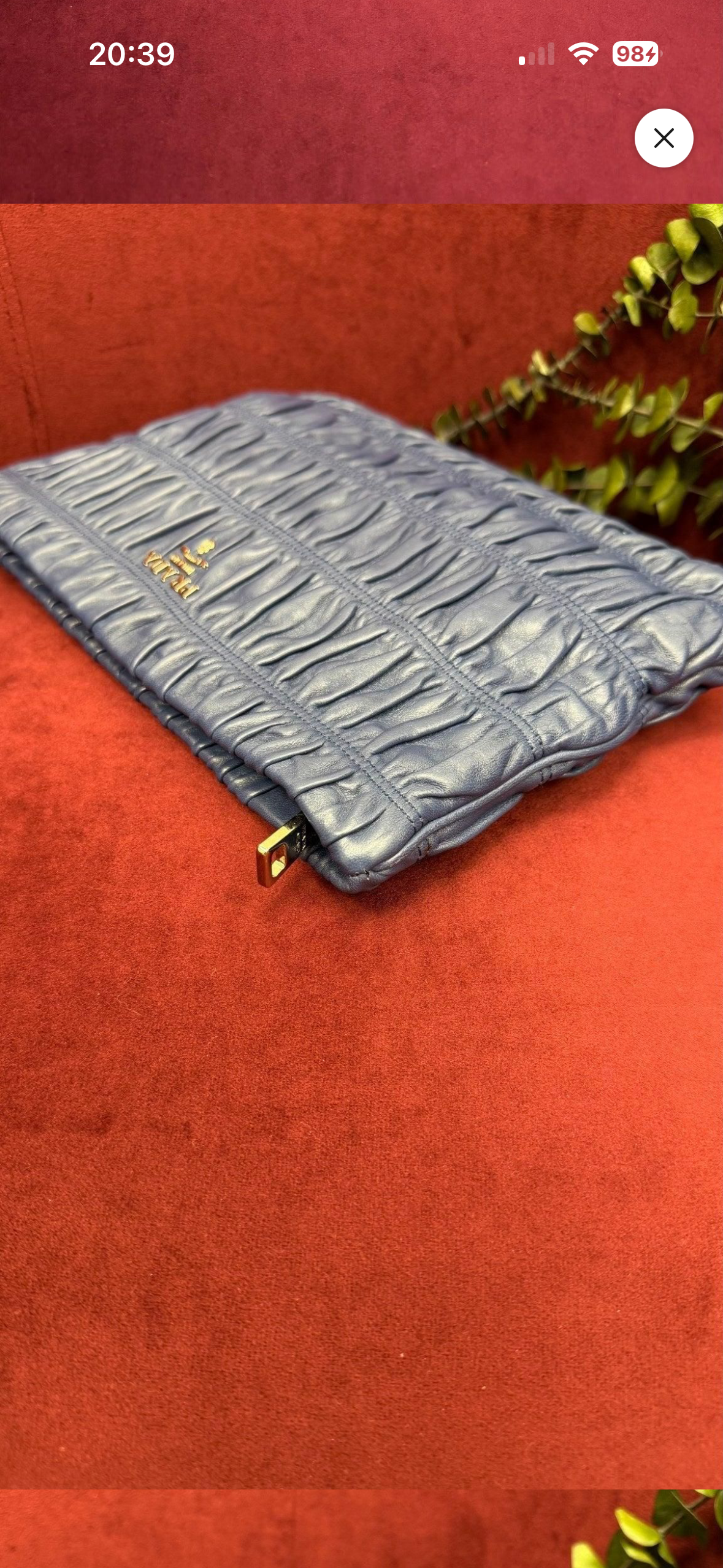 Prada Gaufre Ruched Leather Clutch – Blue