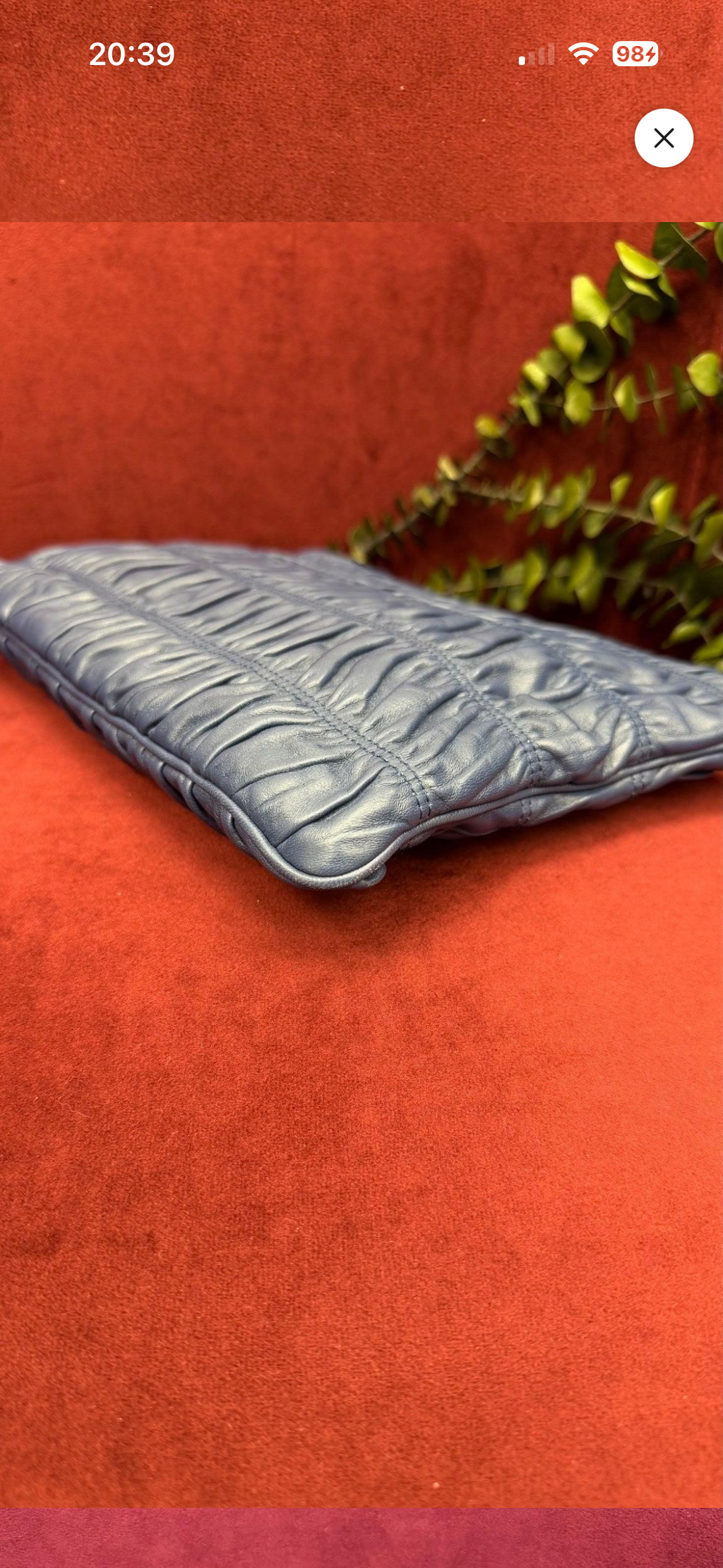 Prada Gaufre Ruched Leather Clutch – Blue