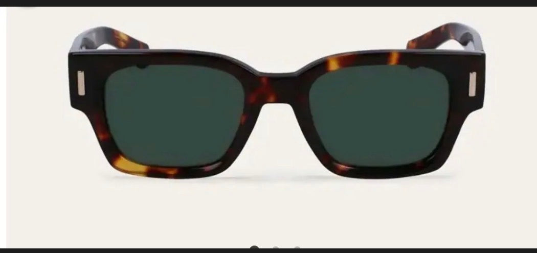 New Ferragamo Tortoiseshell Rectangular Sunglasses – Green Lenses