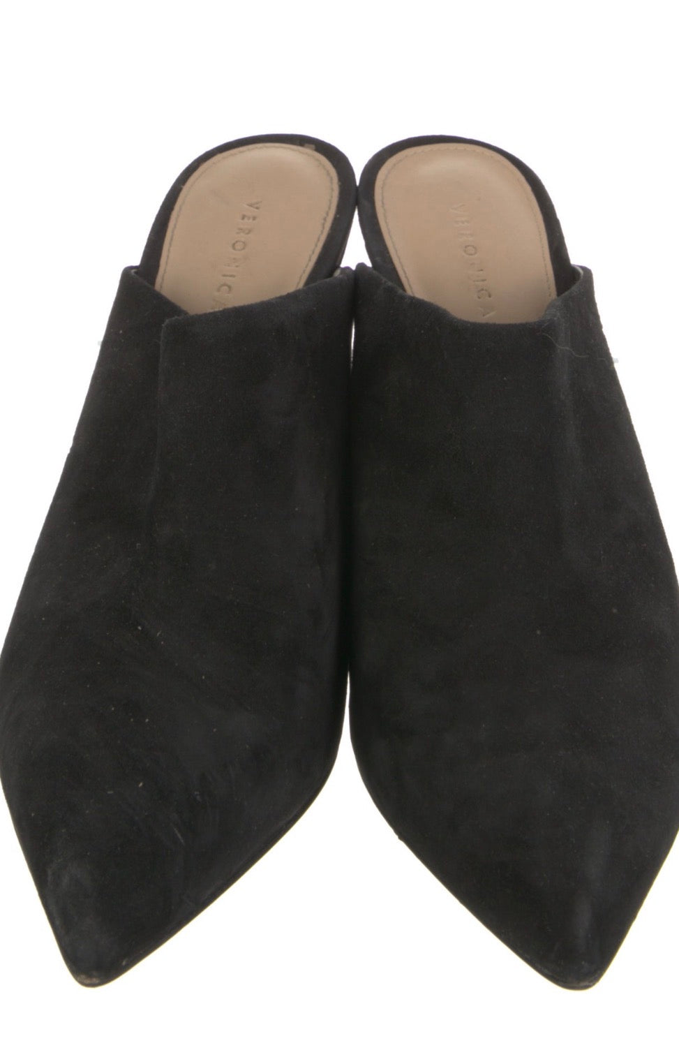 Preowned Veronica Beard Black Suede Pointed-Toe Mules – Size 39.5