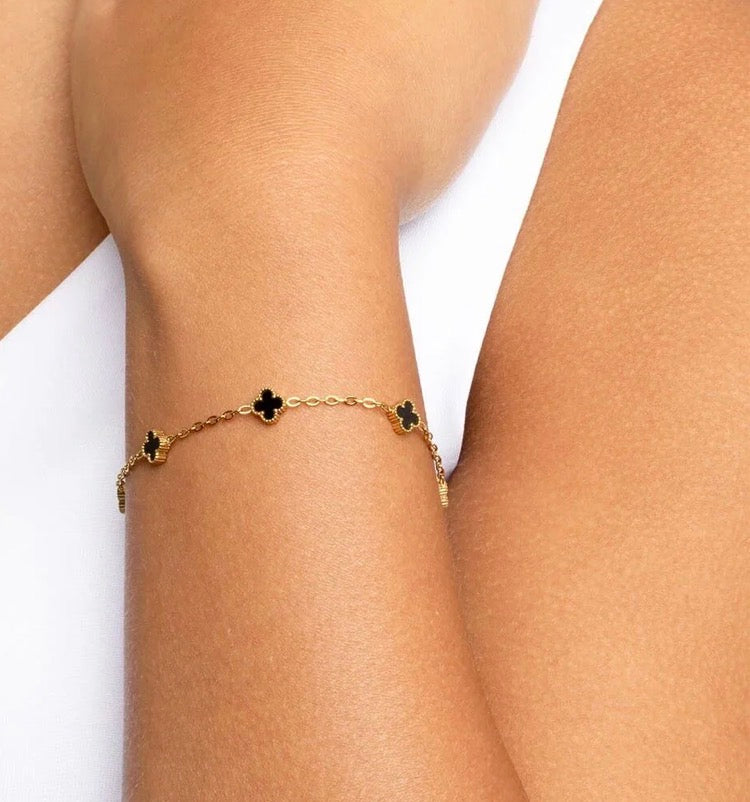 18K Gold-Plated Black Clover Station Bracelet