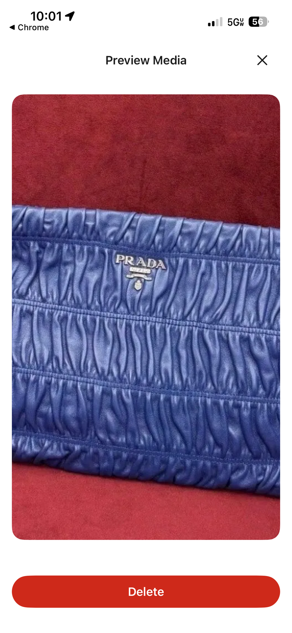 Prada Gaufre Ruched Leather Clutch – Blue