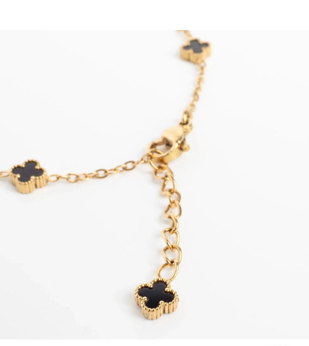 18K Gold-Plated Black Clover Station Bracelet