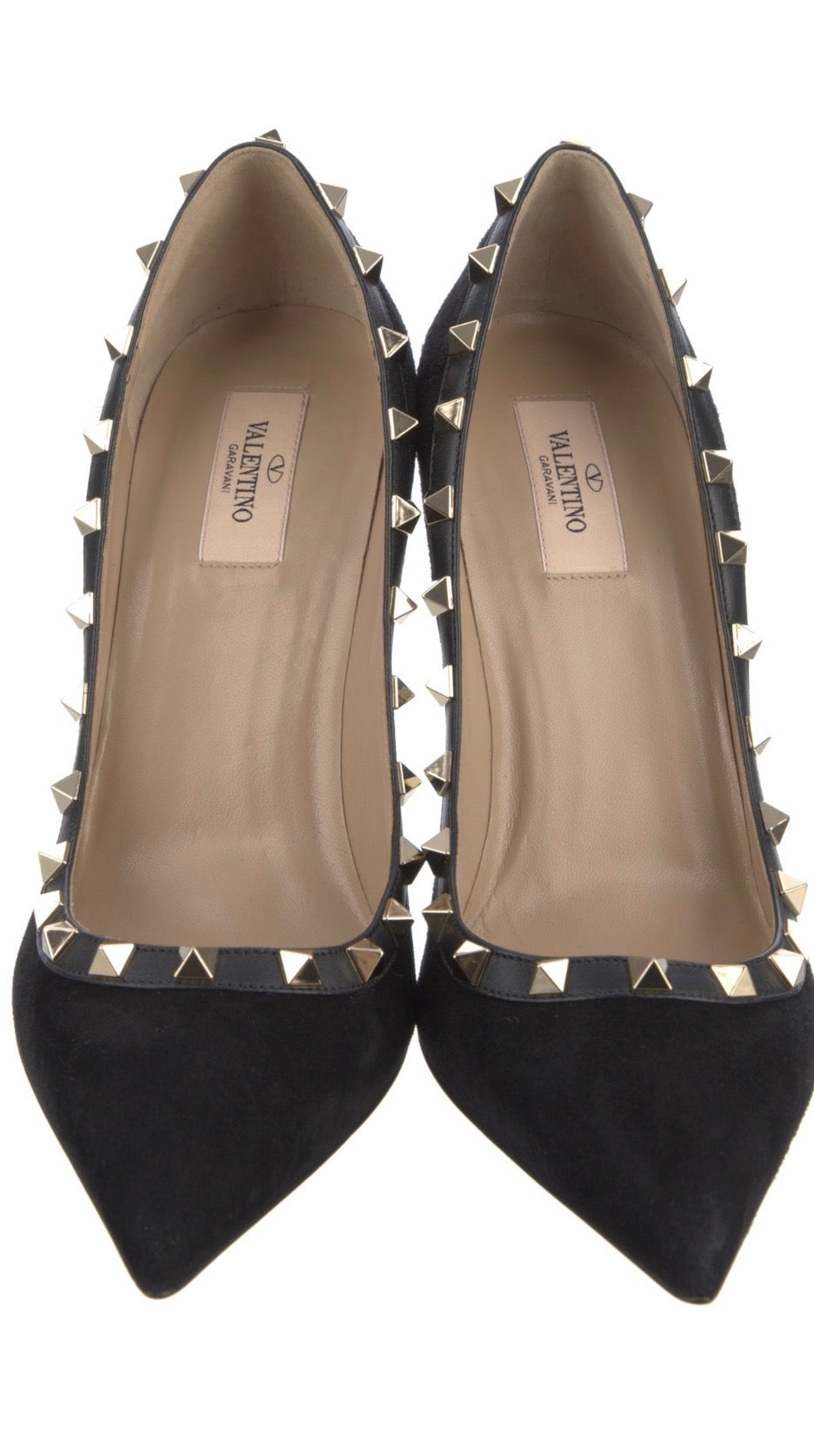 Preowned Valentino Rockstud Suede Pointed-Toe Pumps – Size 39.5