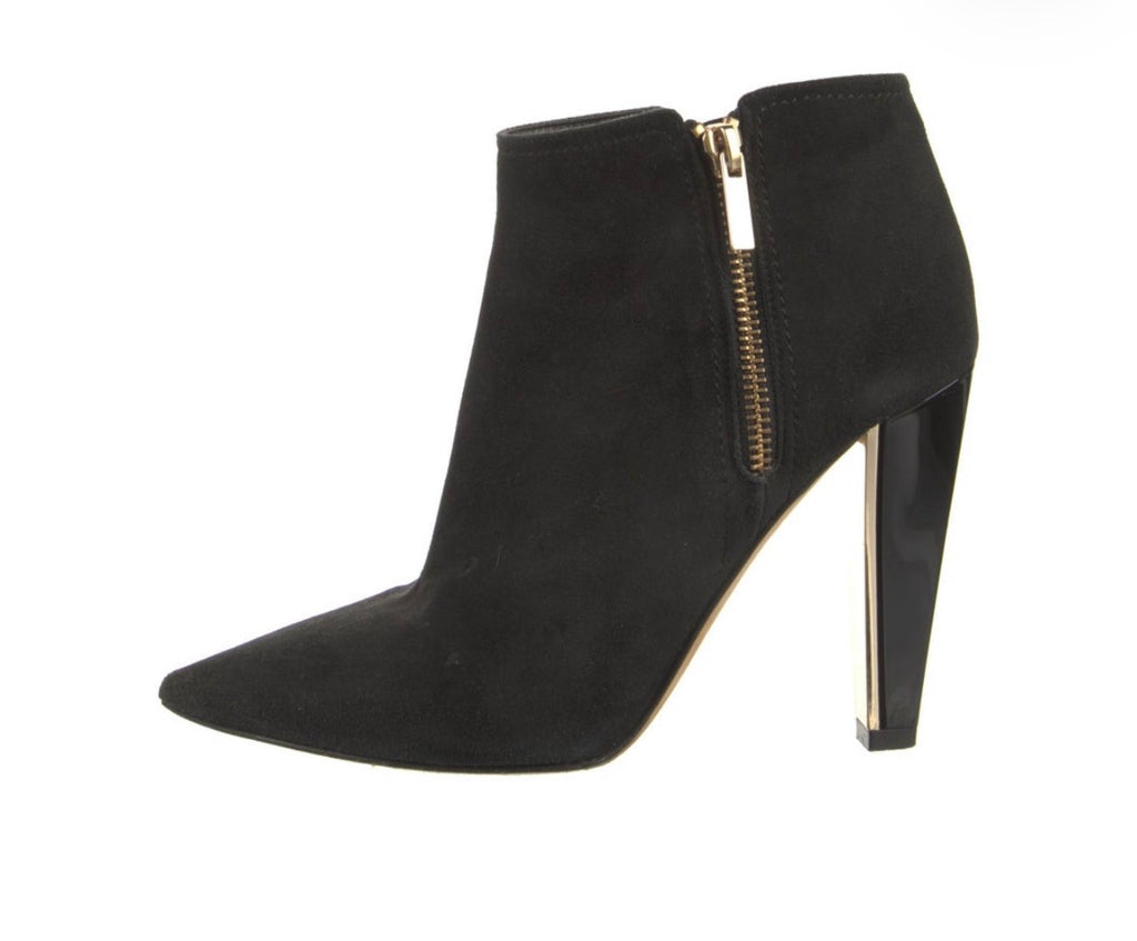 Preowned Jimmy Choo Black Suede Pointed-Toe Ankle Booties – Size 37