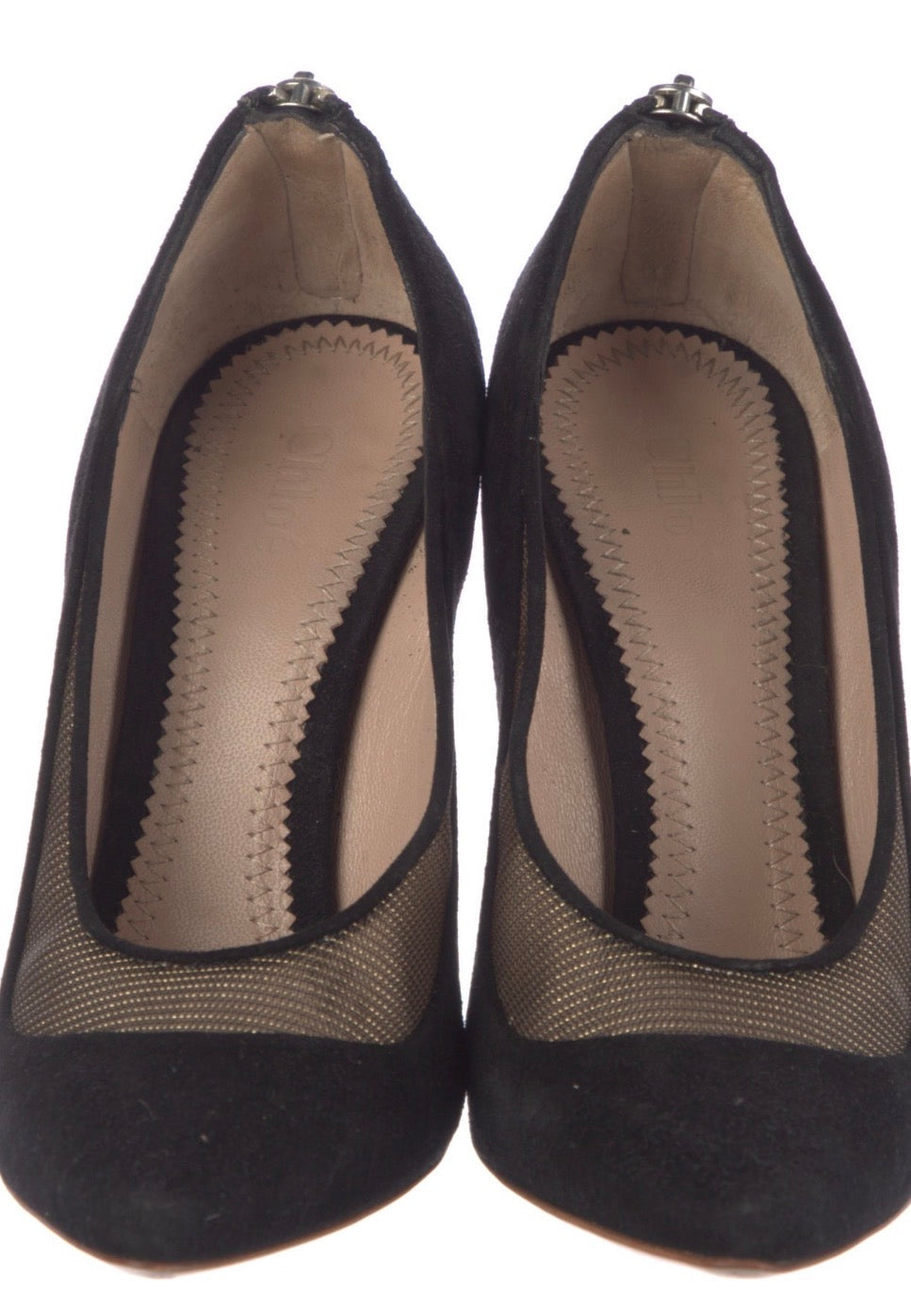 Preowned Chloé Black Suede & Mesh Pumps – Size 36