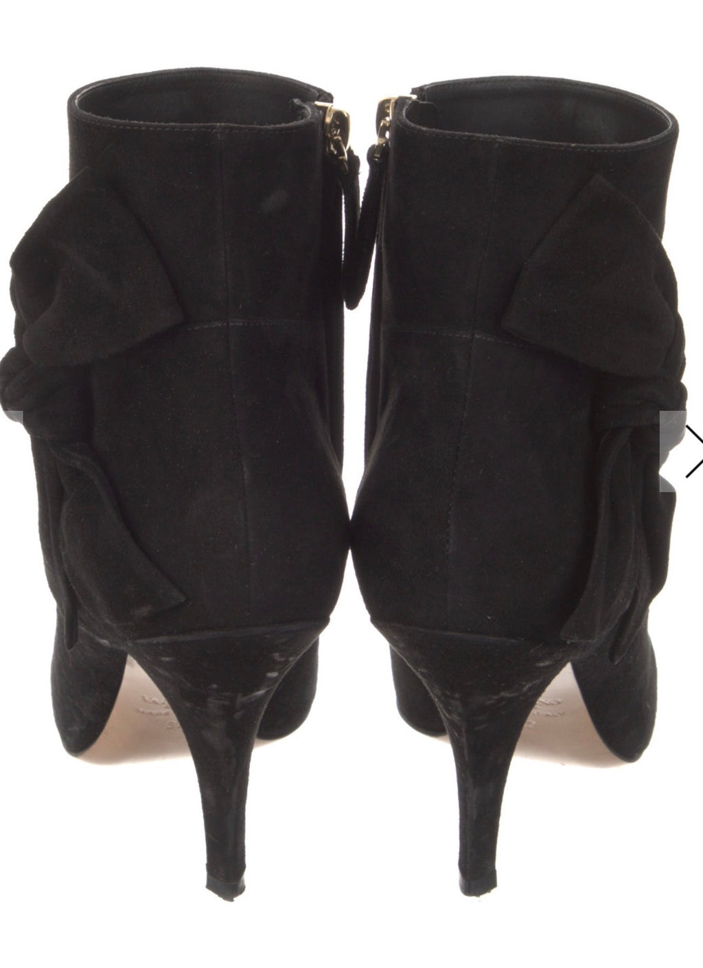 Preowned Valentino Garavani Black Suede Bow Ankle Booties – Size 37