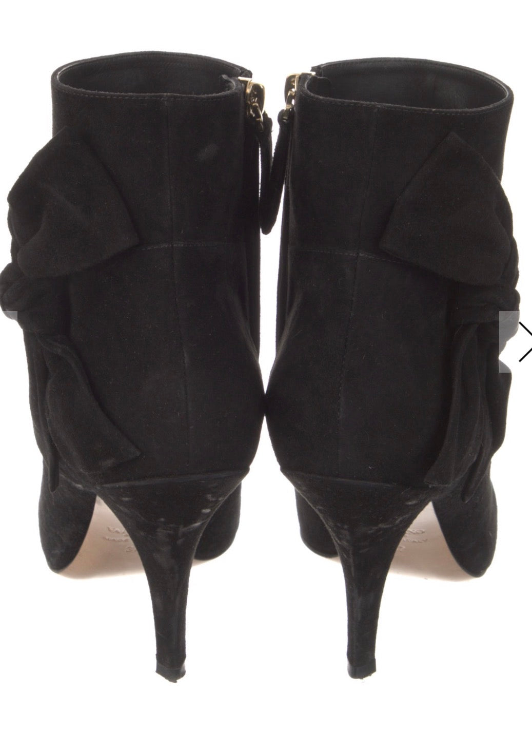 Preowned Valentino Garavani Black Suede Bow Ankle Booties – Size 37