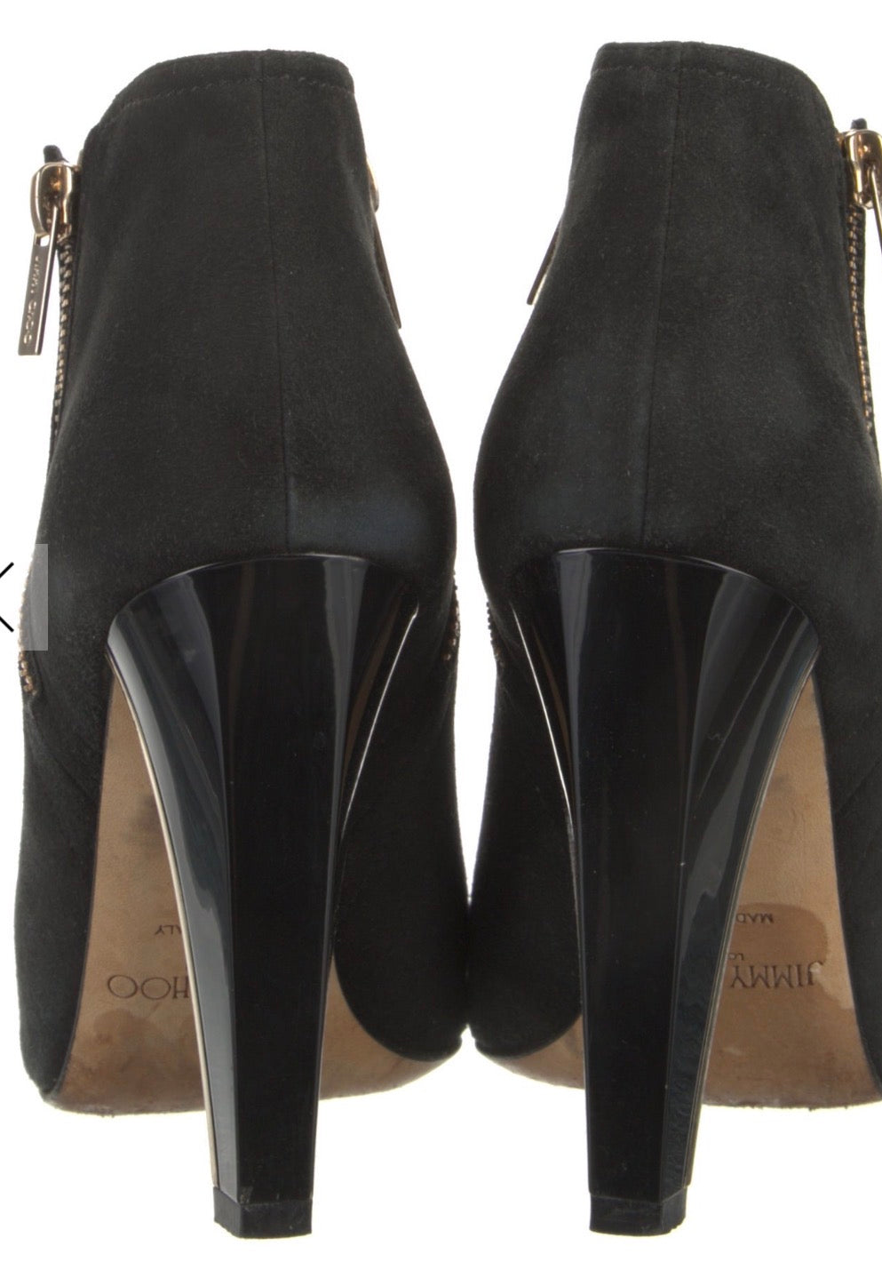 Preowned Jimmy Choo Black Suede Pointed-Toe Ankle Booties – Size 37