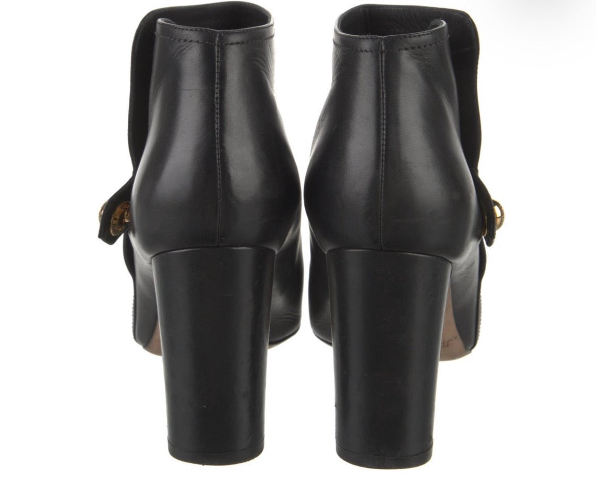 Preowned Jimmy Choo Black Leather Ankle Booties – Size IT 38.5