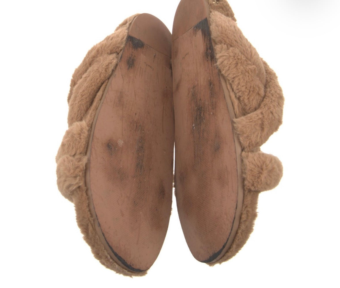 Preowned ANINE BING Faux Fur Crisscross Sandals – Camel