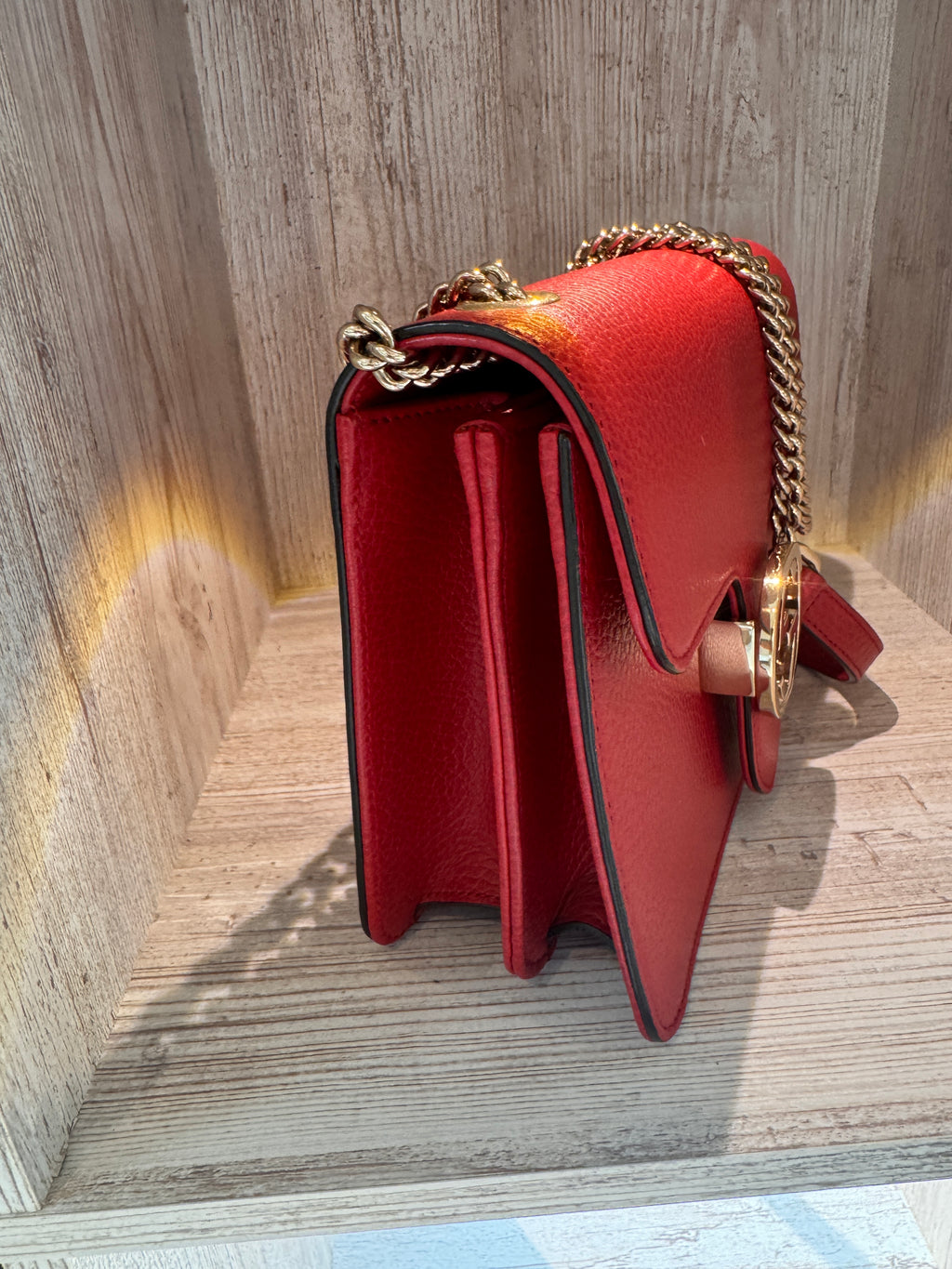 Gucci Dollar Interlocking G Small Chain Shoulder Bag – Red