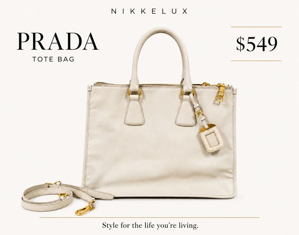 Prada Saffiano Lux Galleria Double Zip Tote – White/Ivory