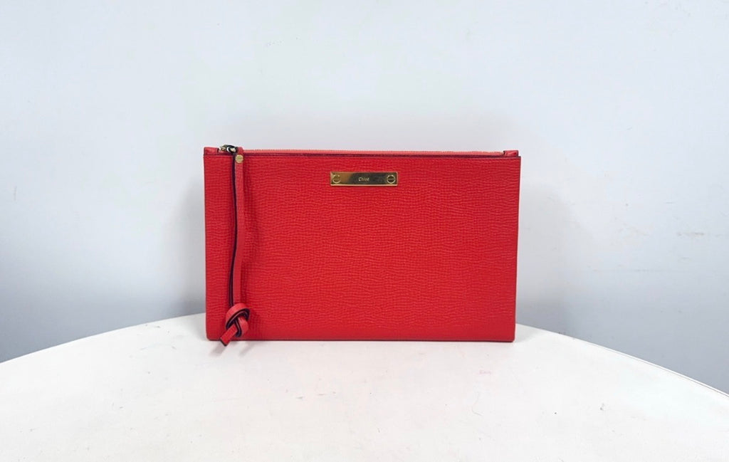 Chloé Red Leather Clutch