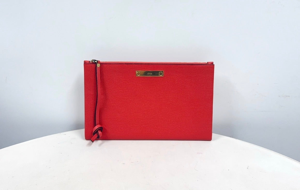 Chloé Red Leather Clutch