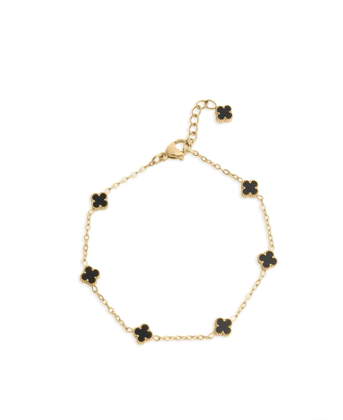 18K Gold-Plated Black Clover Station Bracelet
