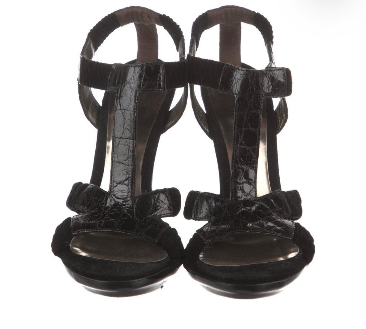 Preowned Bottega Veneta Black T-Strap Platform Sandals – Size 38.5