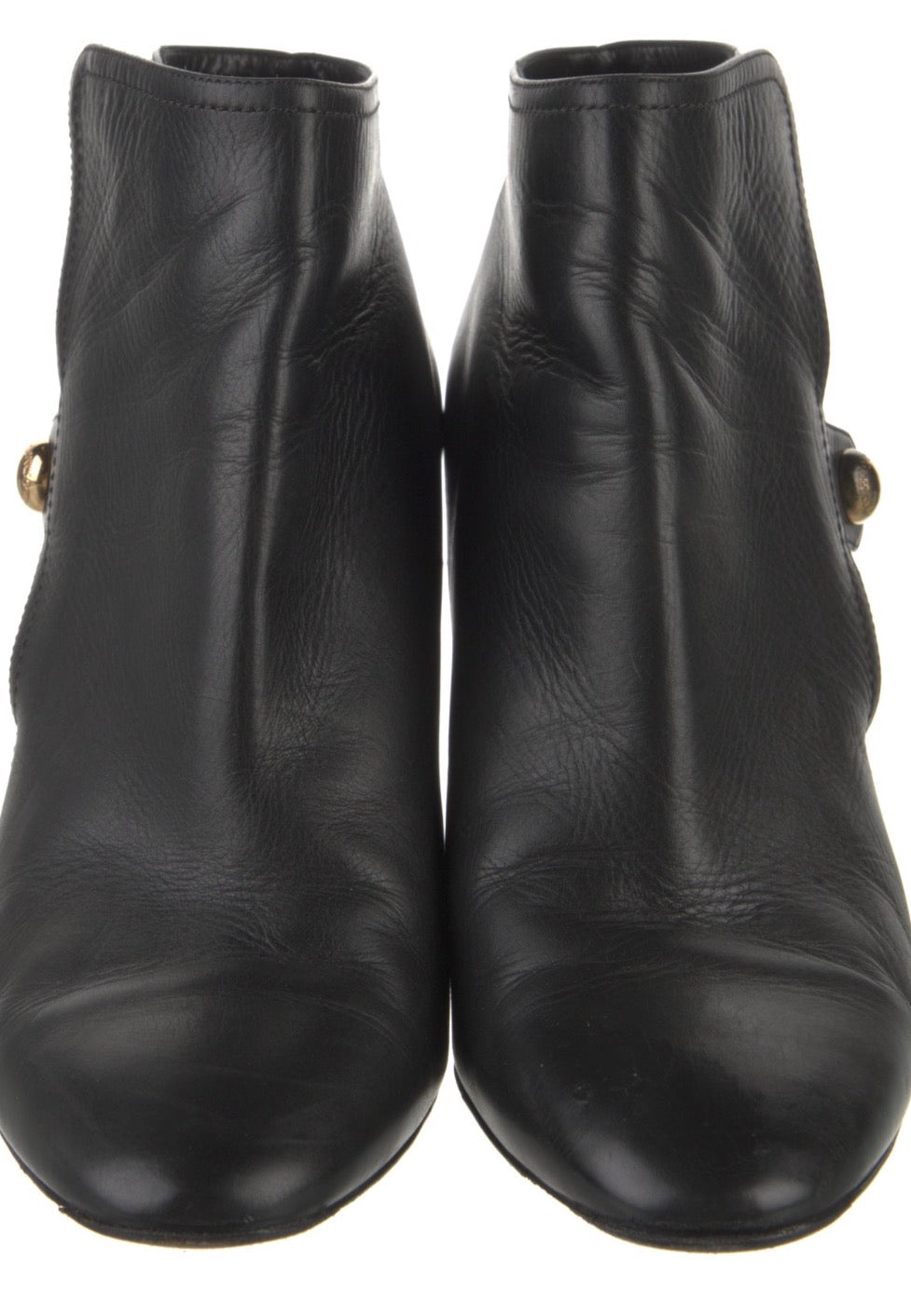 Preowned Jimmy Choo Black Leather Ankle Booties – Size IT 38.5