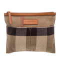 Preowned Burberry House Check Fabric Zip Pouch