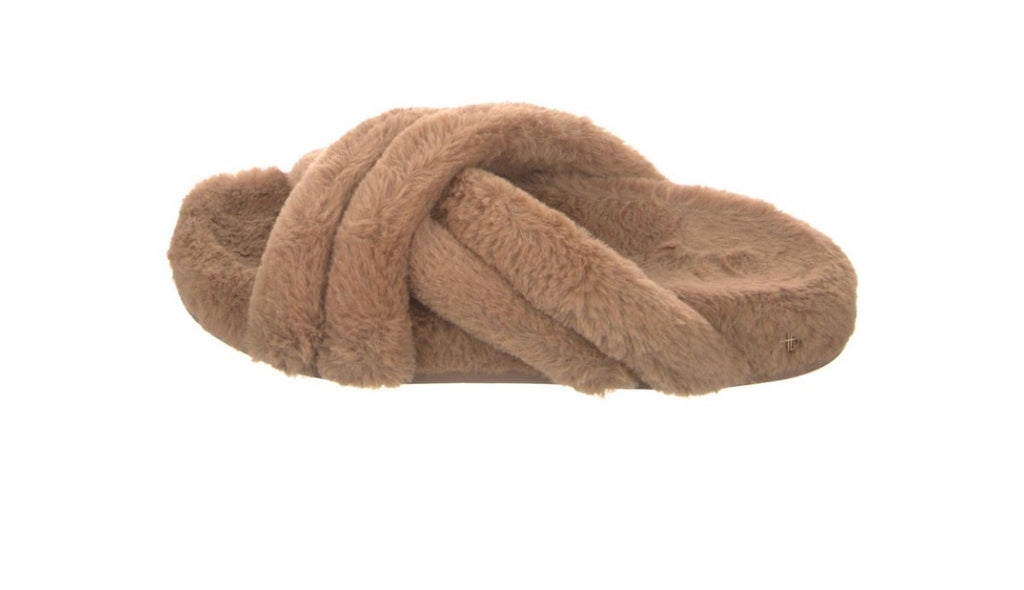 Preowned ANINE BING Faux Fur Crisscross Sandals – Camel