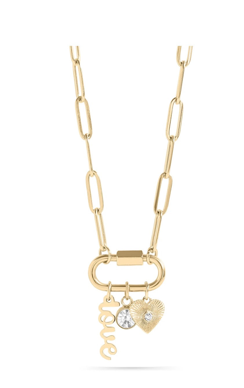 Carabiner Love Charm Necklace – 18K Gold Plated