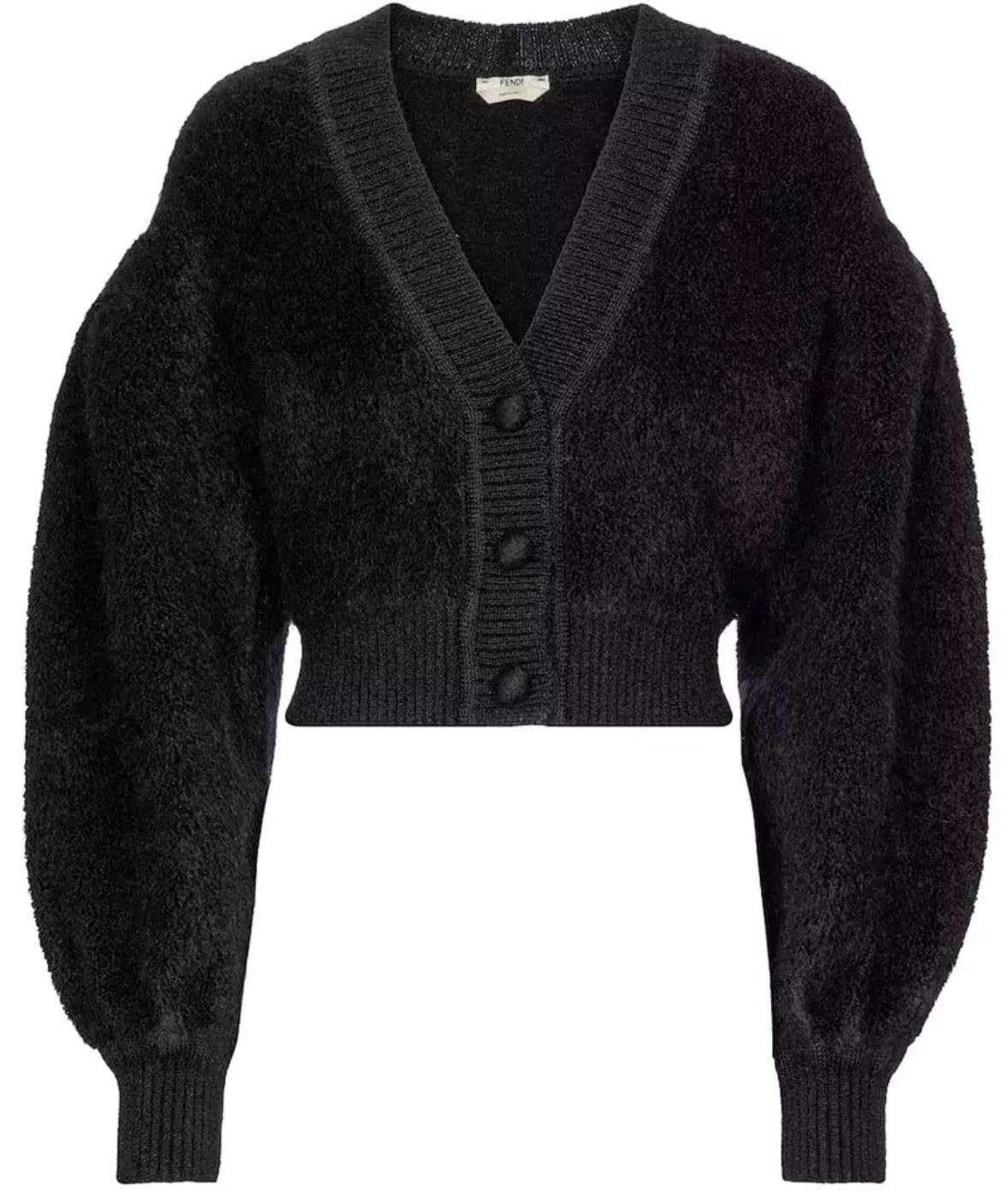 Fendi black V-neck cardigan - mohair Size XS