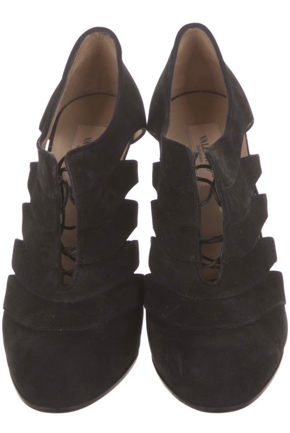 Preowned Valentino Garavani Black Suede Cutout Pumps – Size 39.5