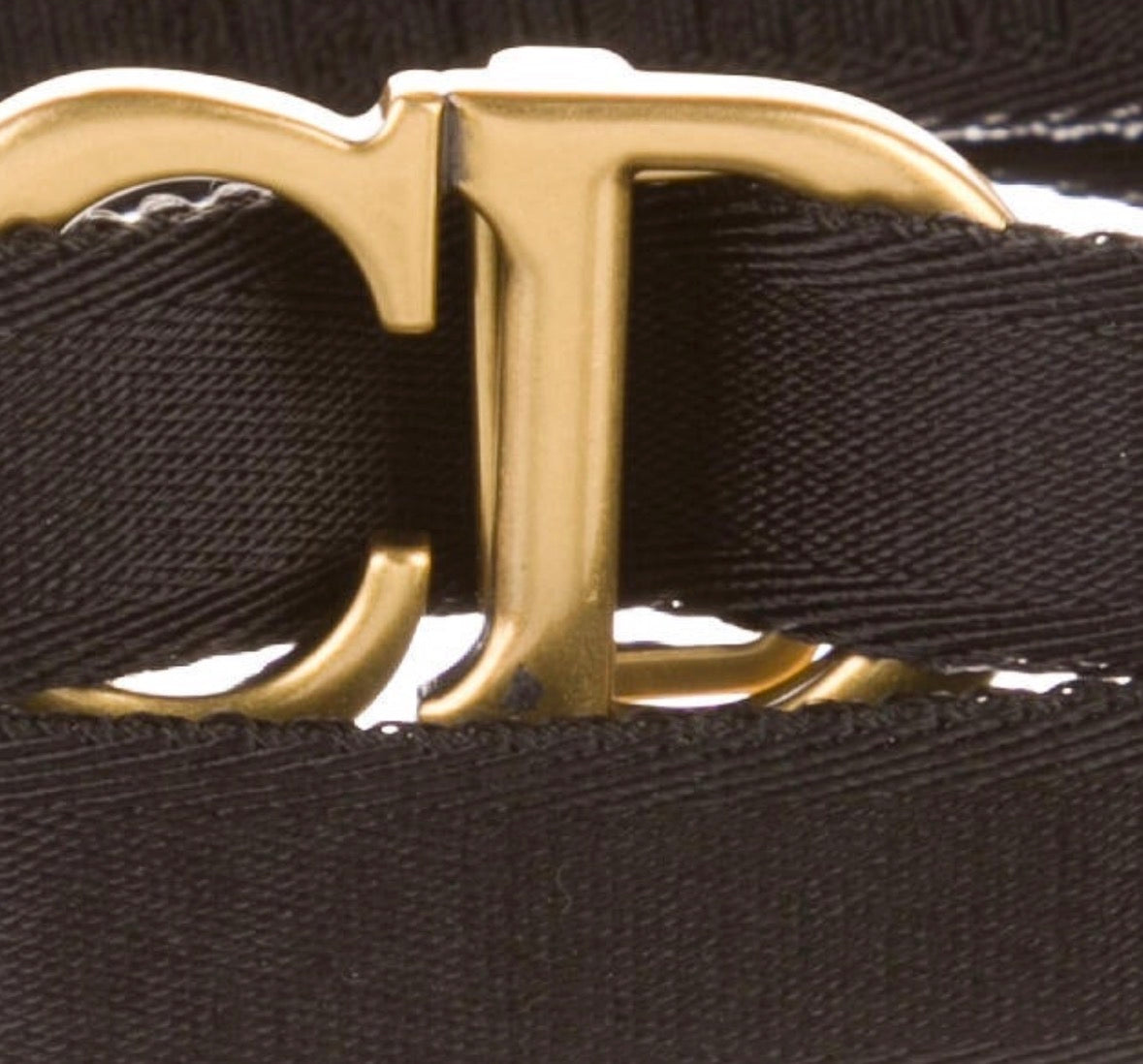 Christian Dior Saddle Fine Canvas Jacquard Skinny Belt – Black & Gold - any size up to -36 inches