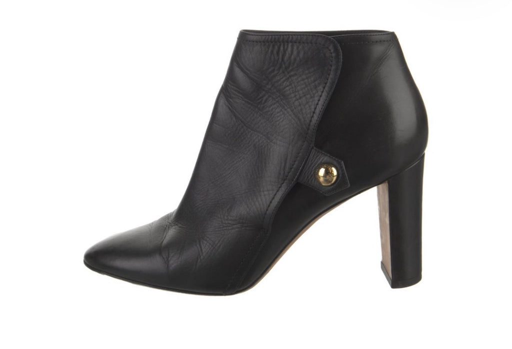 Preowned Jimmy Choo Black Leather Ankle Booties – Size IT 38.5