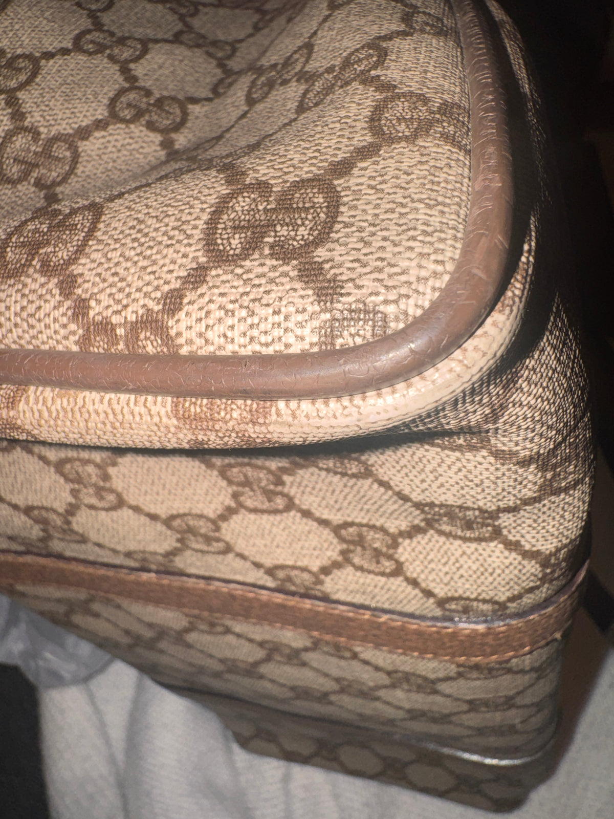 preowned Gucci GG Supreme Boston Top Handle Bag – Brown