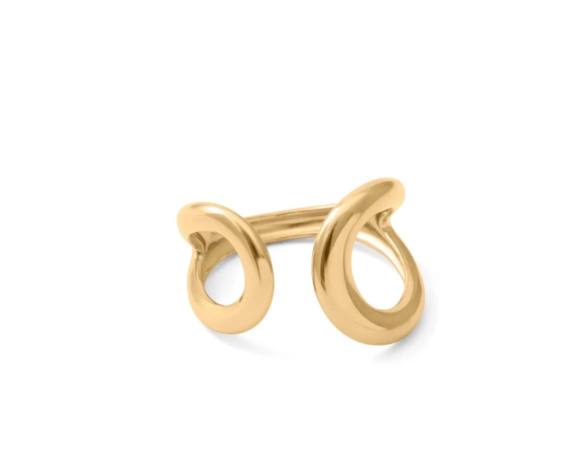 18K Gold-Plated Sculptural Open Ring – Adjustable