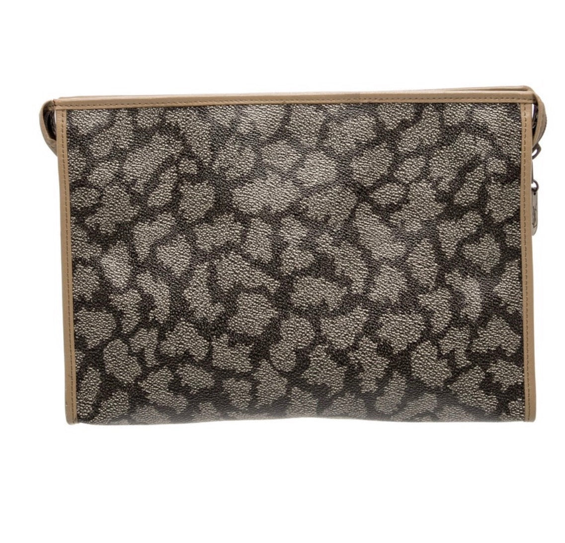 Preowned Vintage Saint Laurent Leopard-Print Monogram Clutch — Preowned