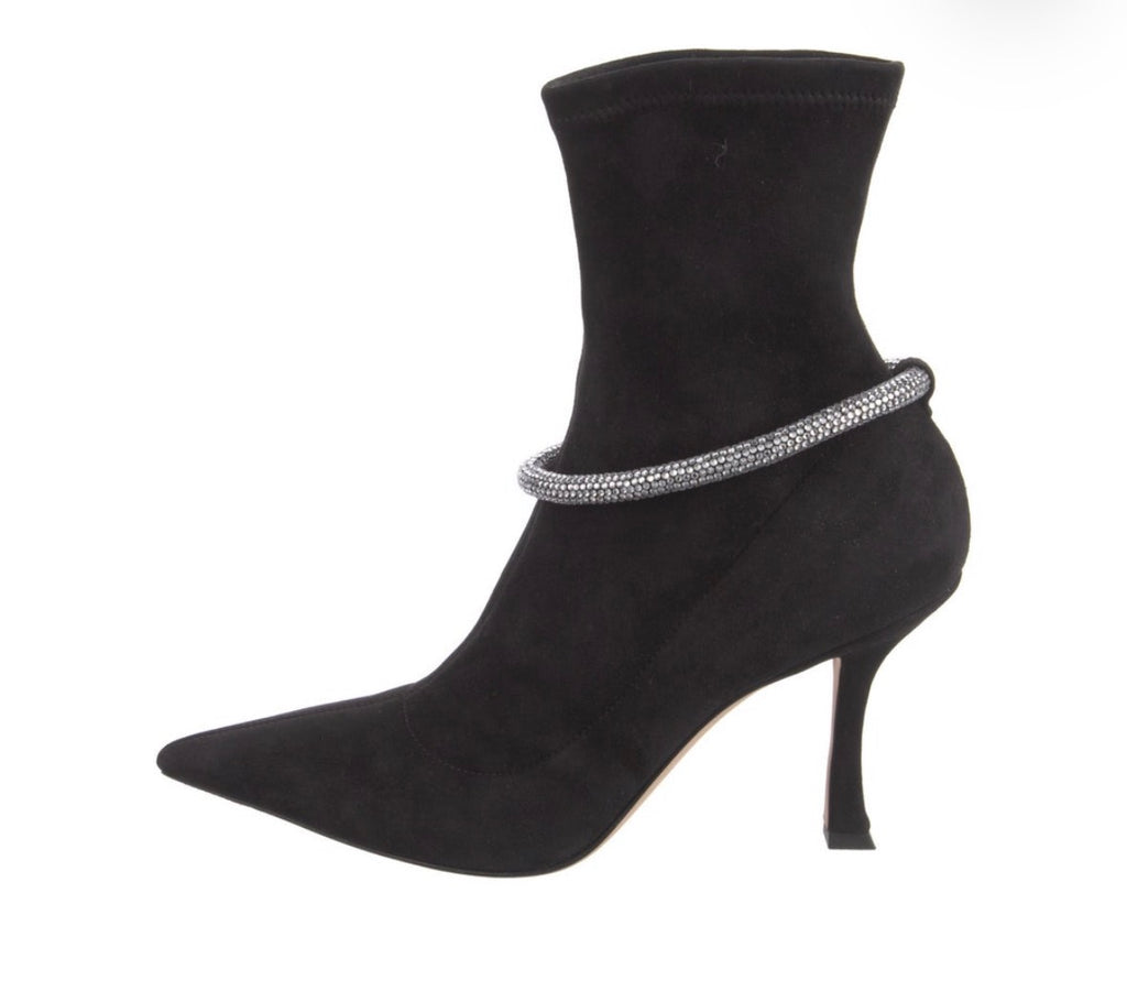 Preowned Jimmy Choo Crystal-Embellished Sock Booties – Size 39.5