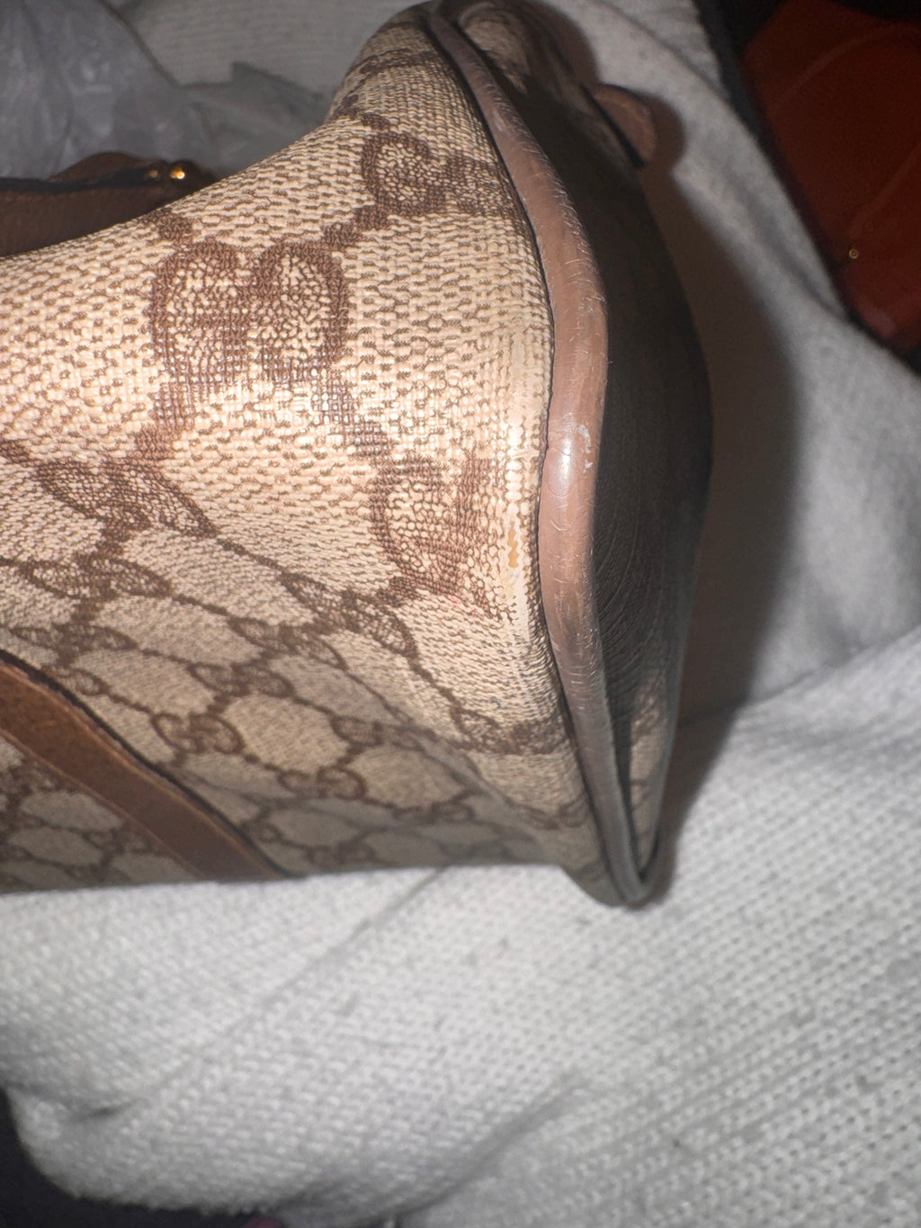 preowned Gucci GG Supreme Boston Top Handle Bag – Brown