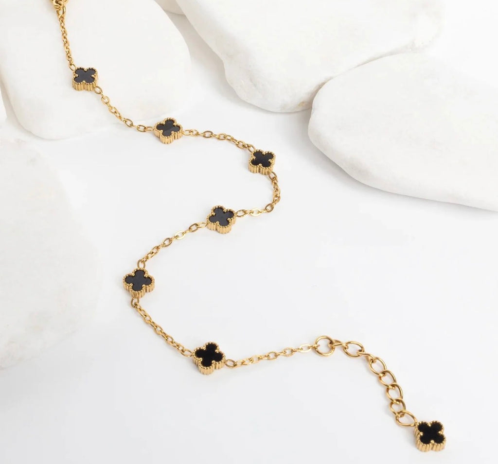 18K Gold-Plated Black Clover Station Bracelet