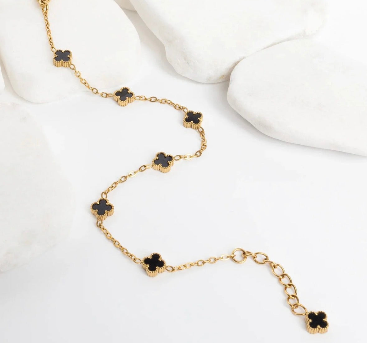 18K Gold-Plated Black Clover Station Bracelet