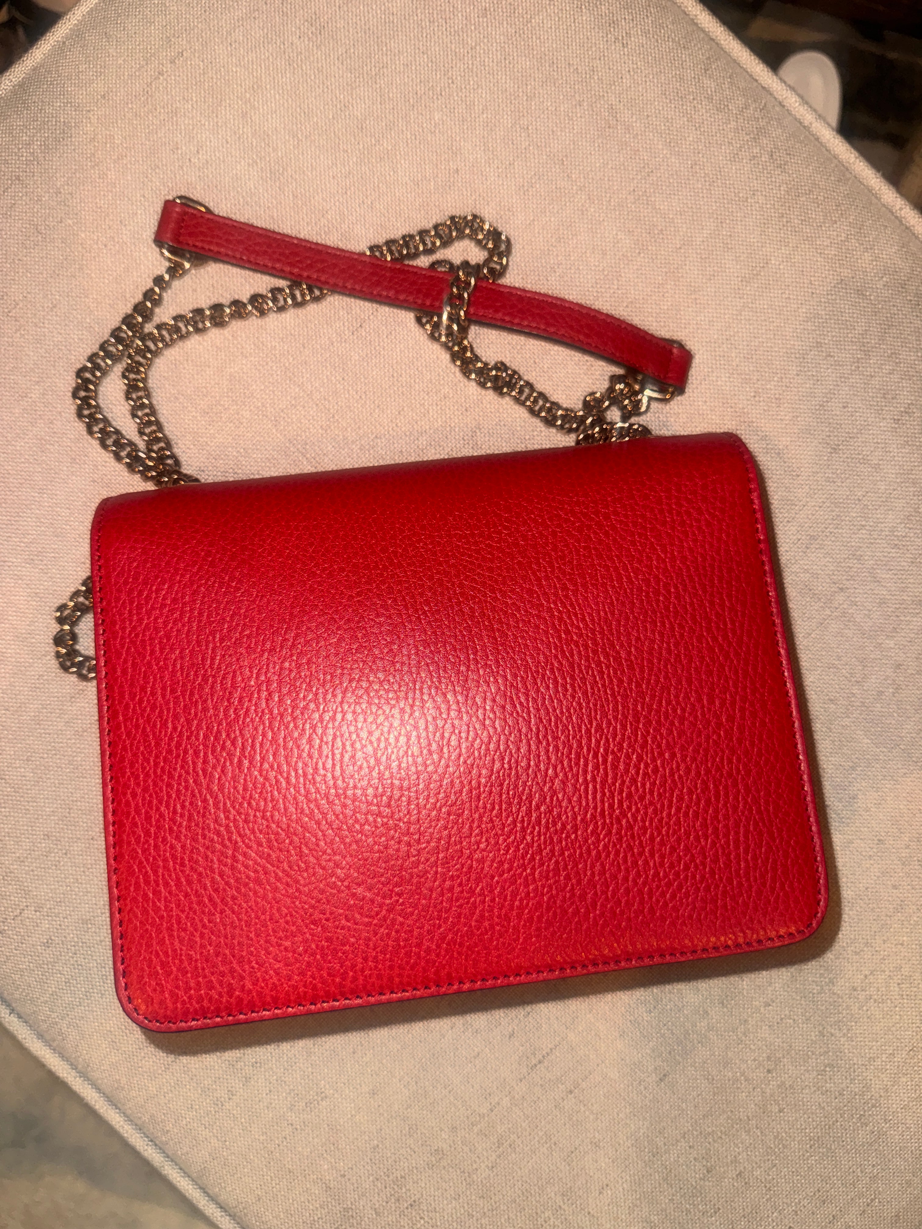 Gucci Dollar Interlocking G Small Chain Shoulder Bag – Red