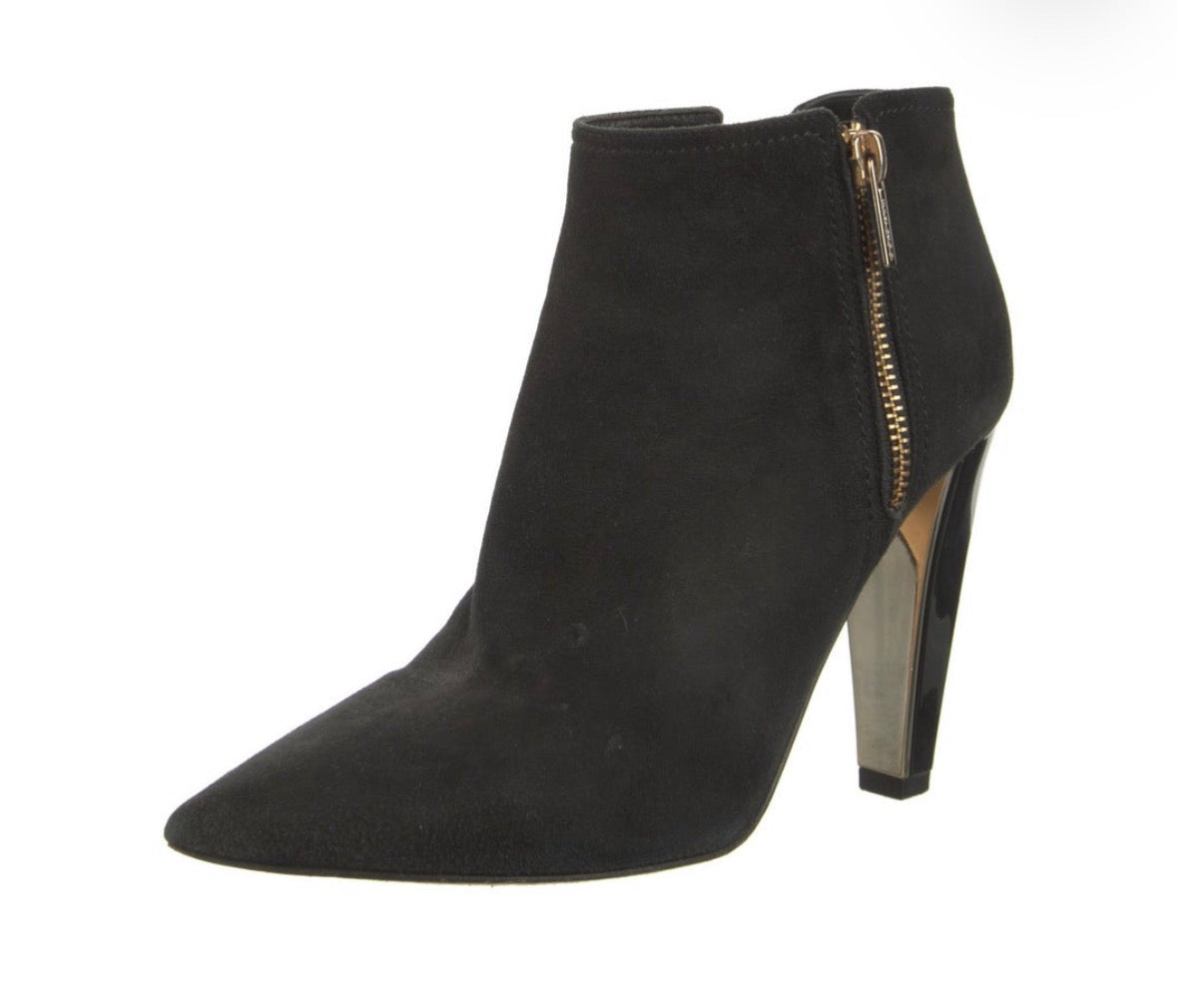 Preowned Jimmy Choo Black Suede Pointed-Toe Ankle Booties – Size 37