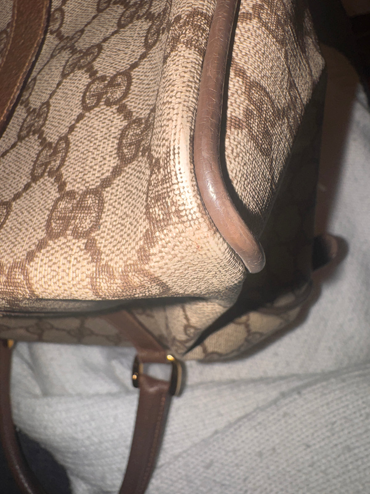 preowned Gucci GG Supreme Boston Top Handle Bag – Brown