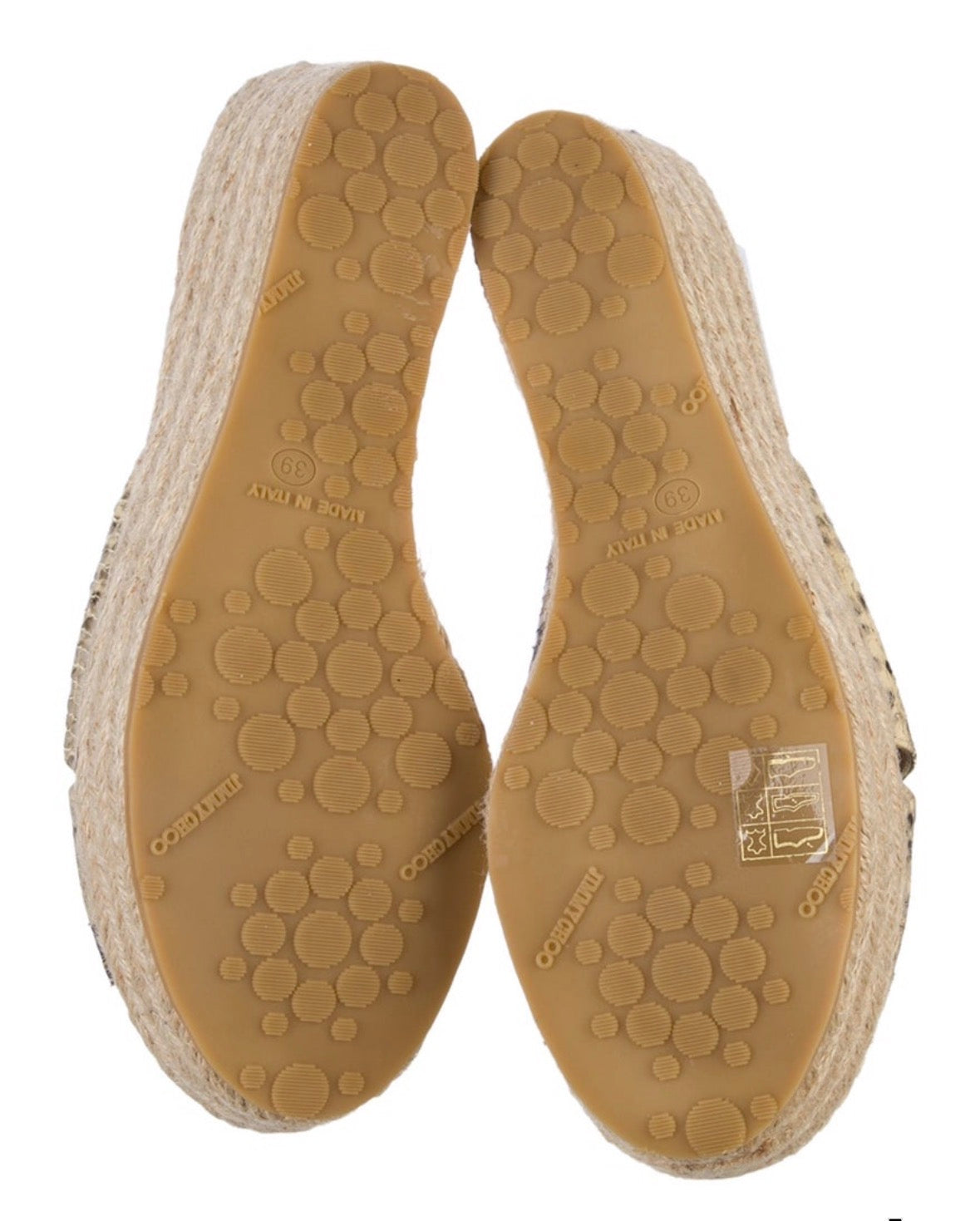 Pre-owned Jimmy Choo Animal Print Espadrille Wedge - Size 9/39