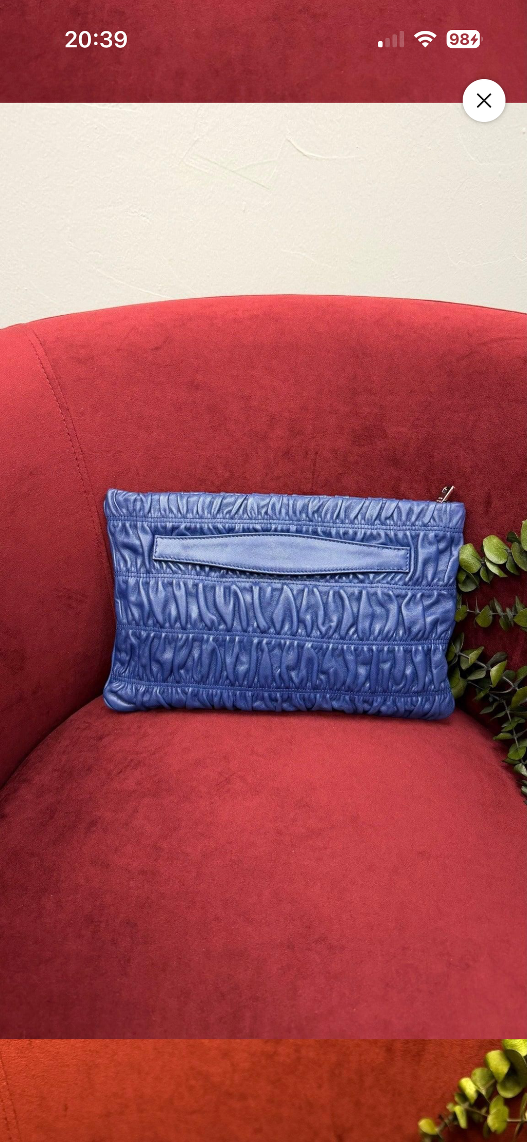 Prada Gaufre Ruched Leather Clutch – Blue