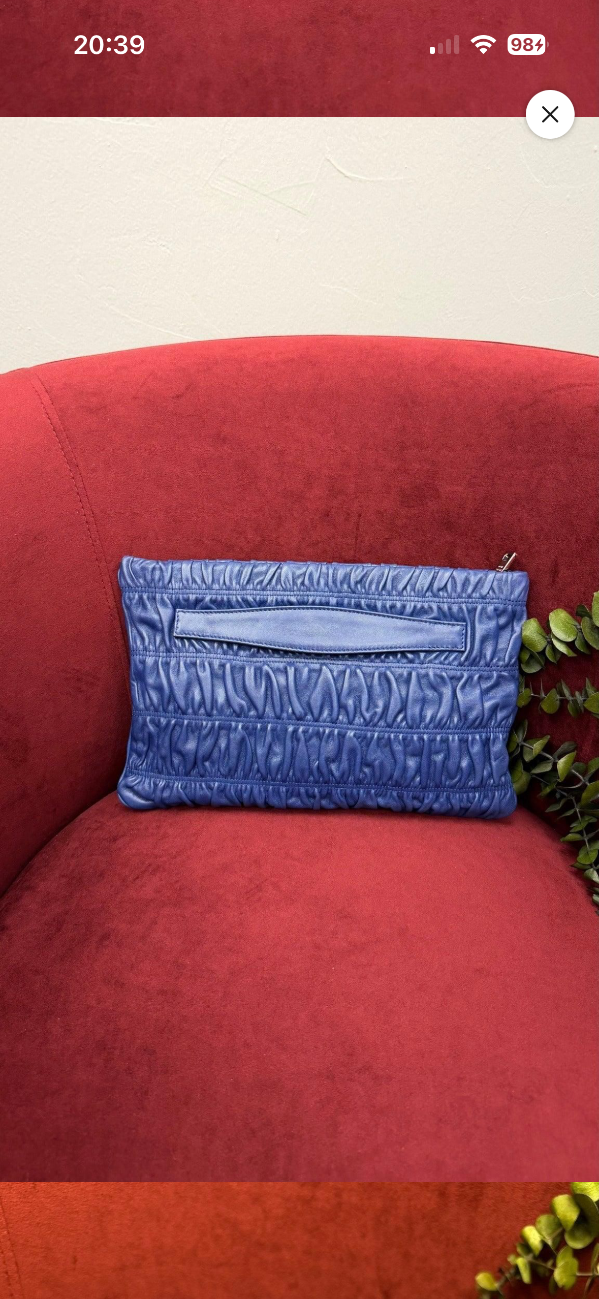 Prada Gaufre Ruched Leather Clutch – Blue