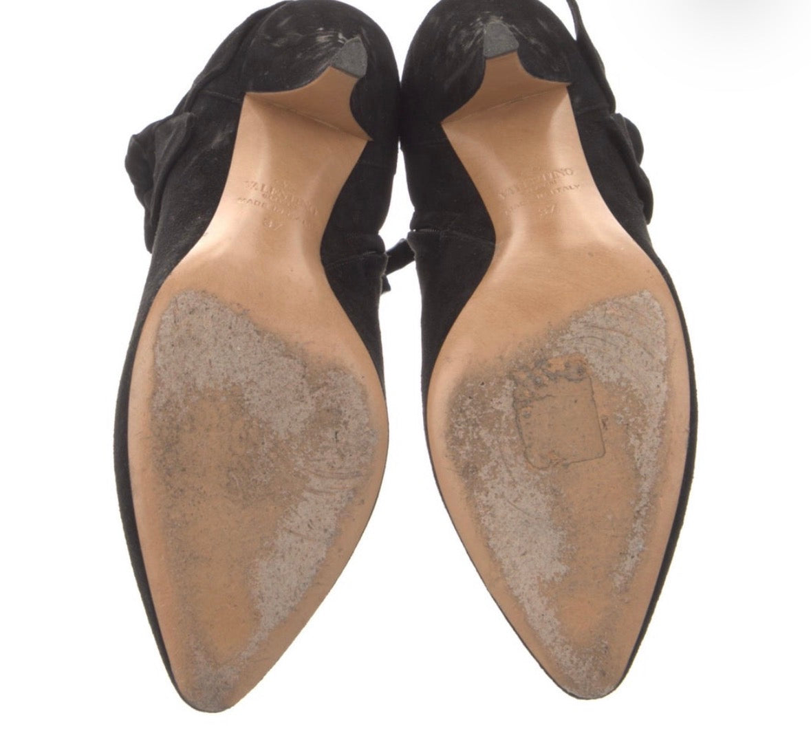 Preowned Valentino Garavani Black Suede Bow Ankle Booties – Size 37