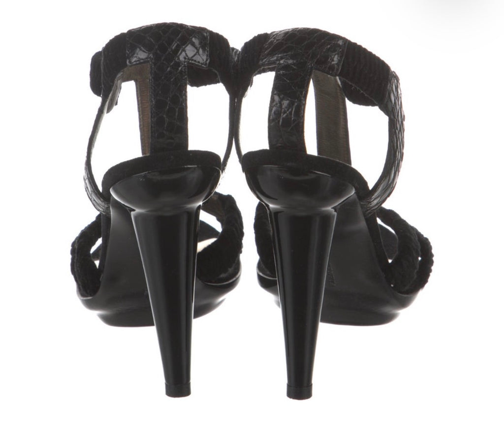 Preowned Bottega Veneta Black T-Strap Platform Sandals – Size 38.5
