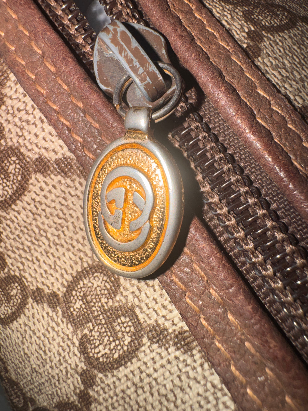 preowned Gucci GG Supreme Boston Top Handle Bag – Brown