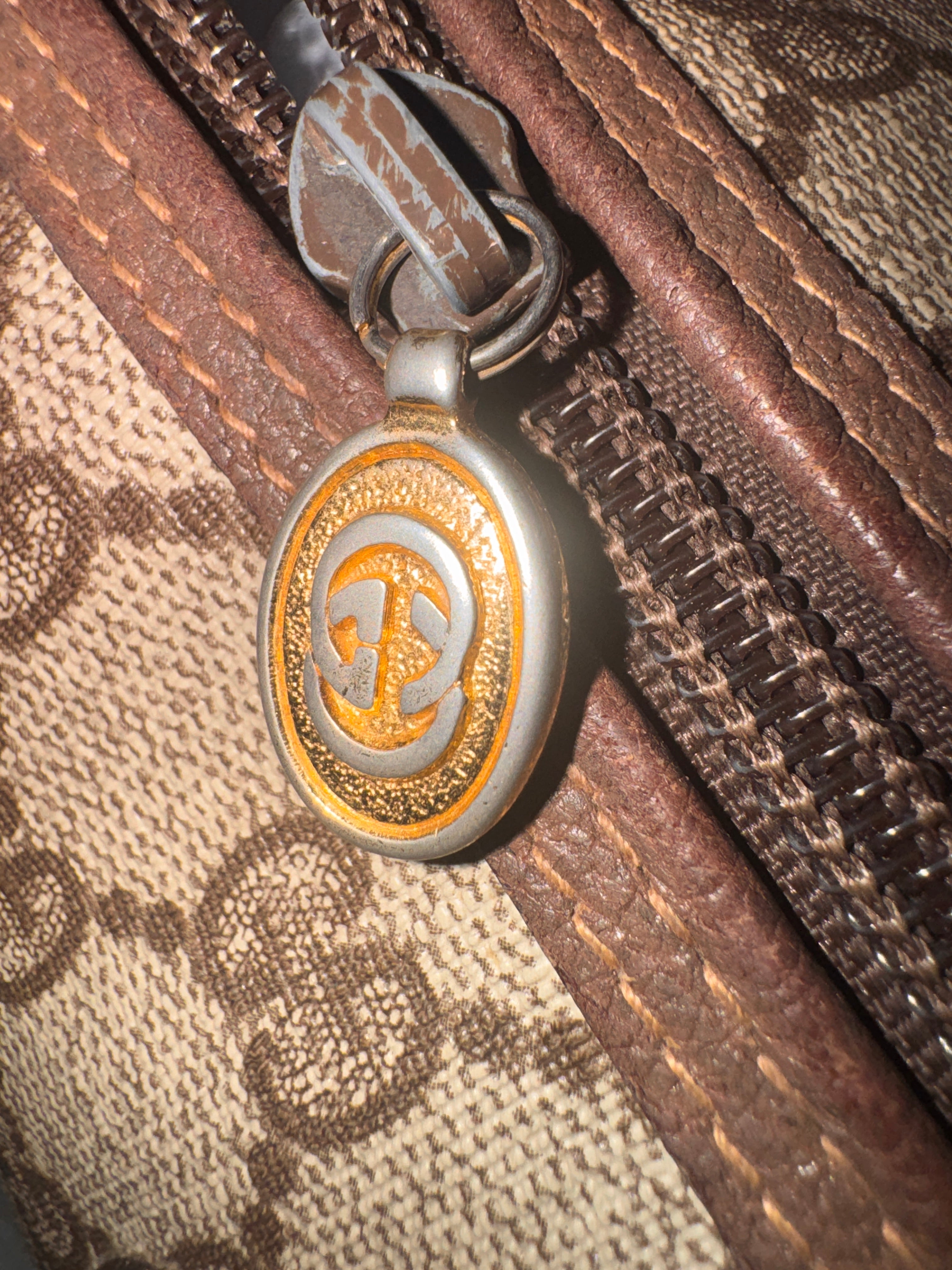 preowned Gucci GG Supreme Boston Top Handle Bag – Brown
