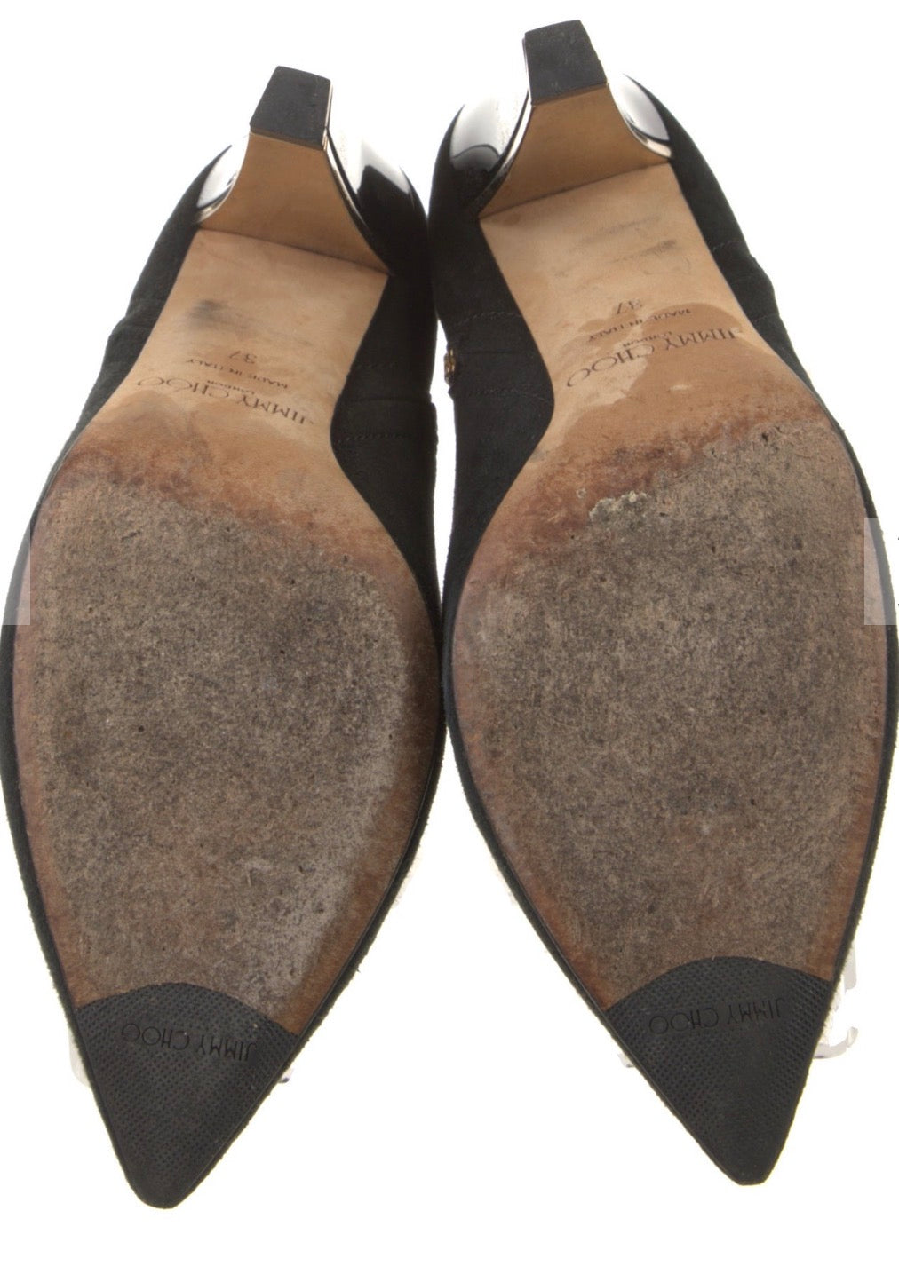 Preowned Jimmy Choo Black Suede Pointed-Toe Ankle Booties – Size 37